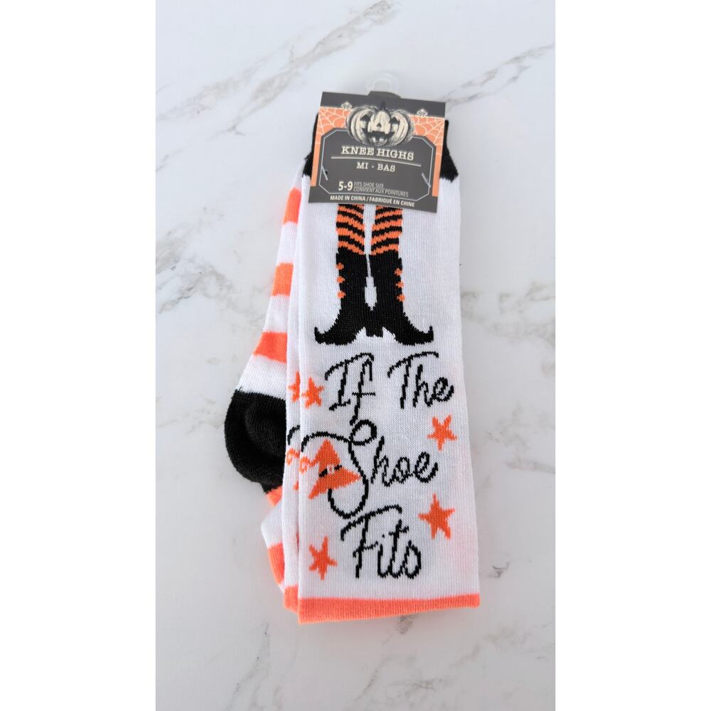 NEW Halloween Knee-High Witch Socks Women's Size 5-9
